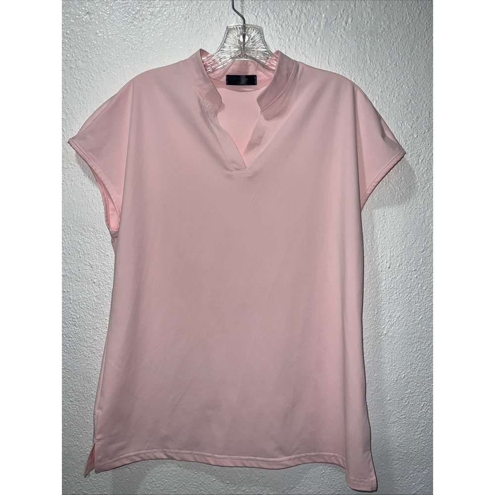Women's Sleeveless Golf Polo Shirts Lightweight Tennis Sport Tops, Light Pink M